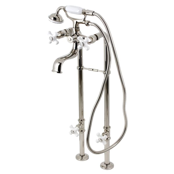 Kingston Brass Freestanding Clawfoot Tub Faucet Package with Supply Line, Polished Nickel CCK226PXK6 - main